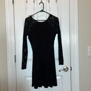 Black Lace Back Goth Dress